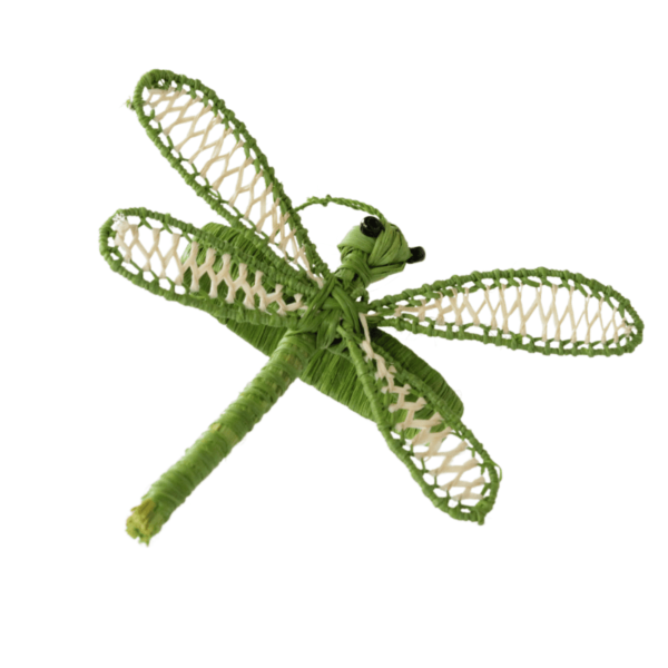 Libélula verde limón con crema
