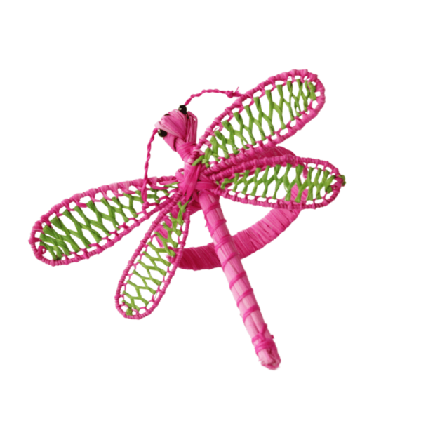 libélula fucsia con verde limón