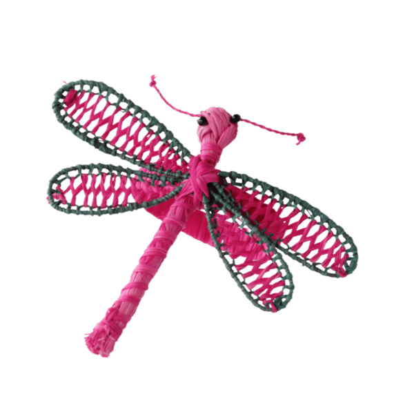 Libélula fucsia con verde oscuro