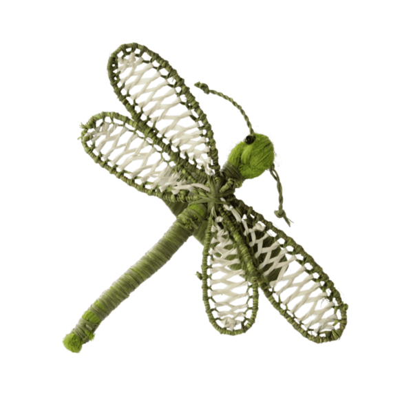 Libélula verde militar con crema
