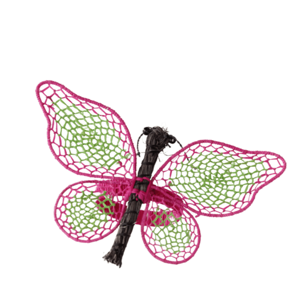 Mariposa grande fucsia con verde