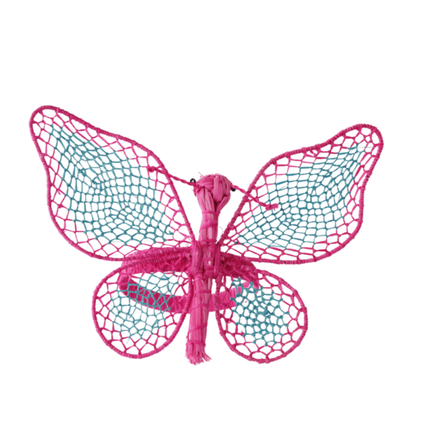 Mariposa grande fucsia con turquesa