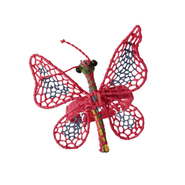 Mariposa pequeña roja con azul