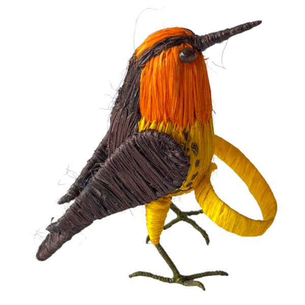 Pajarito amarillo con anaranjado marrón