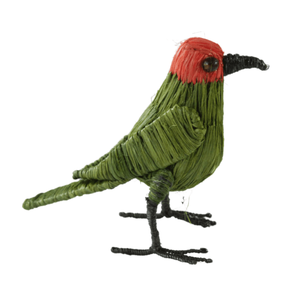 Pajarito verde con rojo