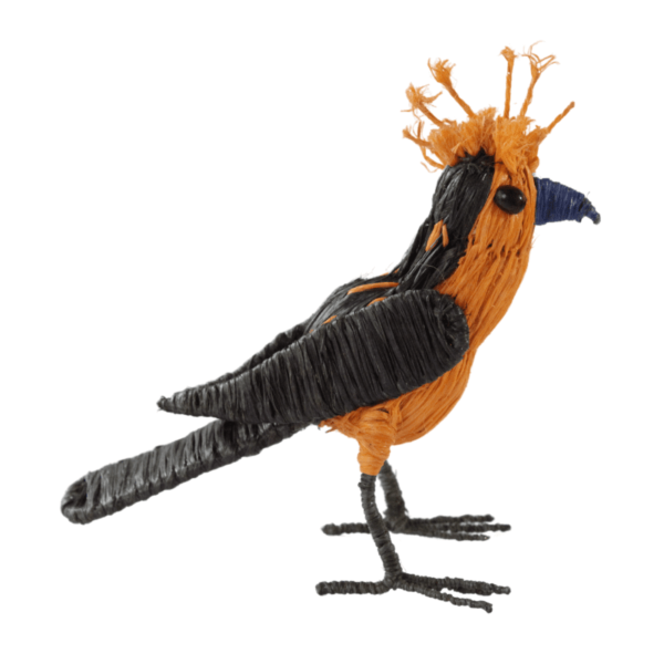 Pajarito marrón oscuro con anaranjado