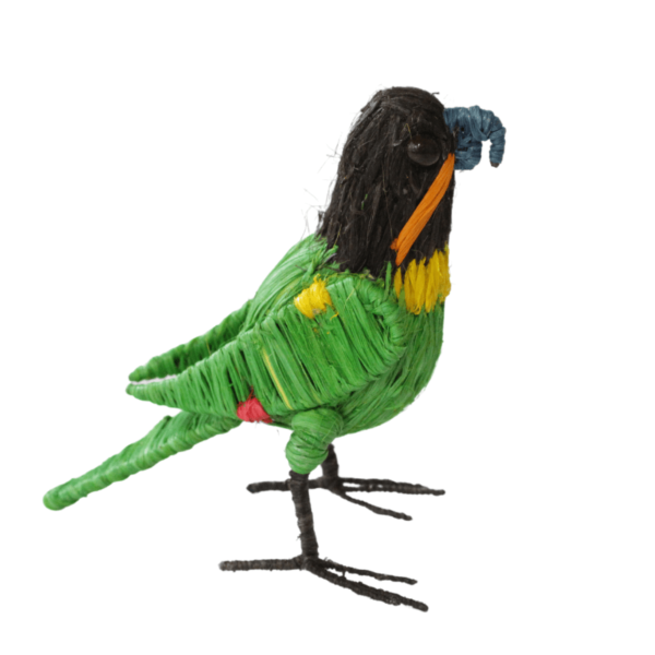 Pajarito verde, con cabeza negro