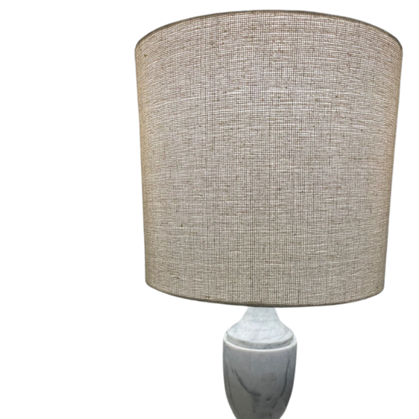 Lámpara con base de mármol con pantalla blanca de tela para mesa - Imagen 2