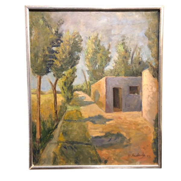 Pintura al óleo sobre lienzo de un camino