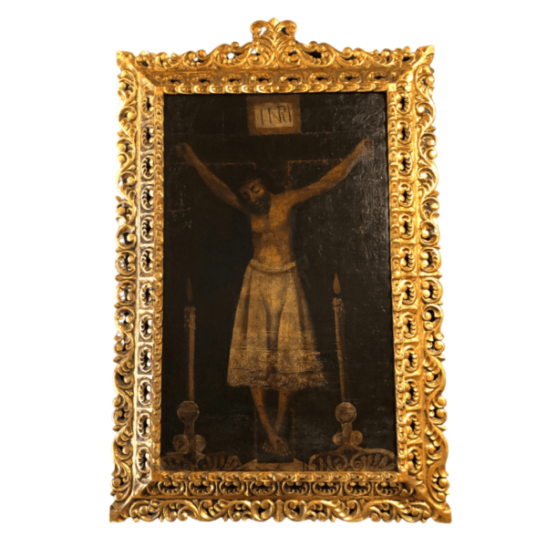 Óleo sobre lienzo y marco en pan de oro