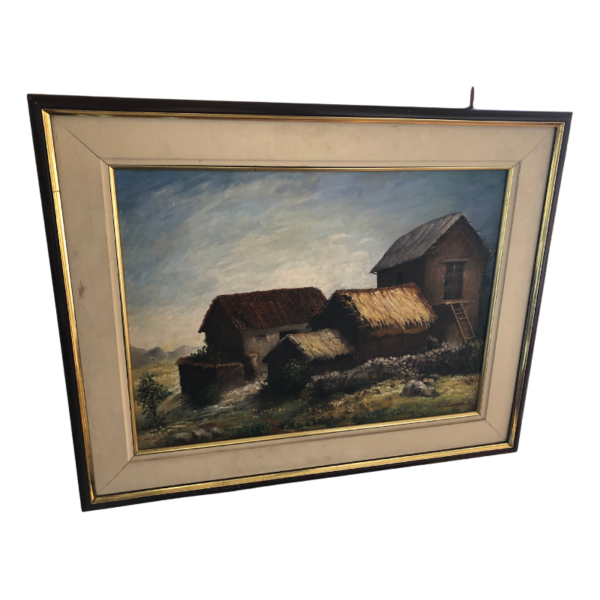 Pintura al óleo sobre lienzo paisaje rural - Imagen 2