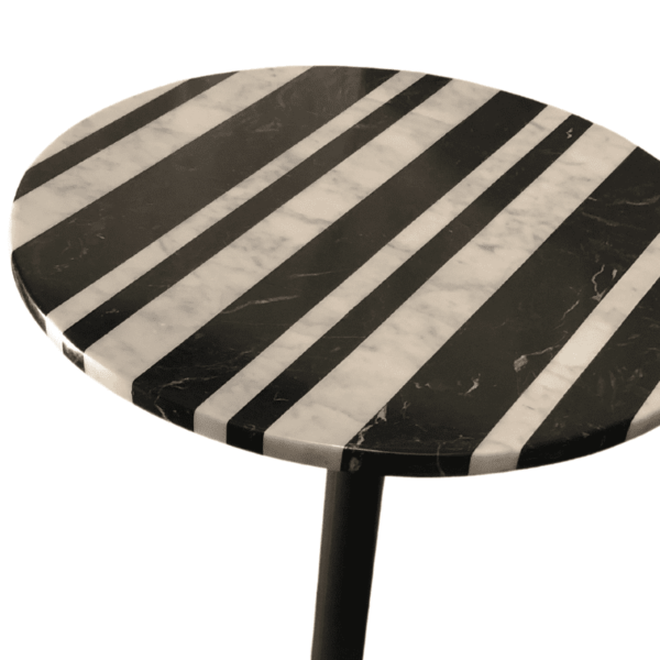 Mesa auxiliar redonda de mármol blanco y negro - Imagen 3