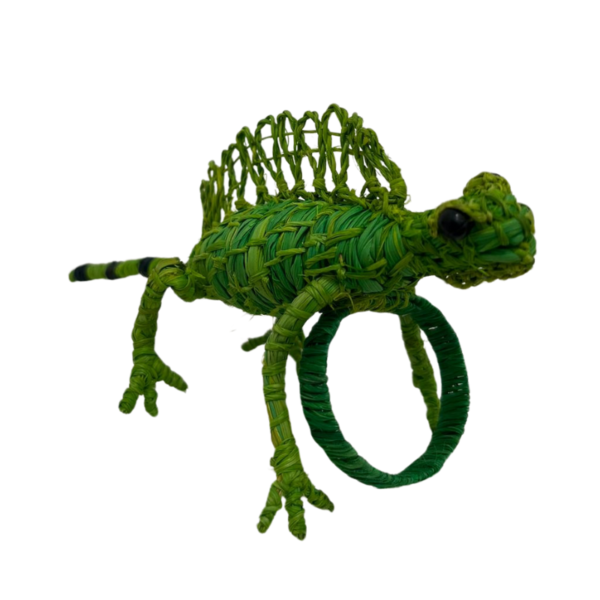 Iguana verde con cola verde y linea negra