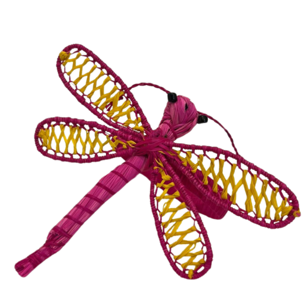 Libélula fucsia con amarillo