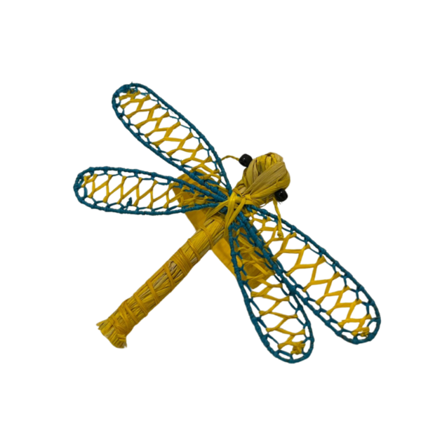 Libelula amarilla con turqueza