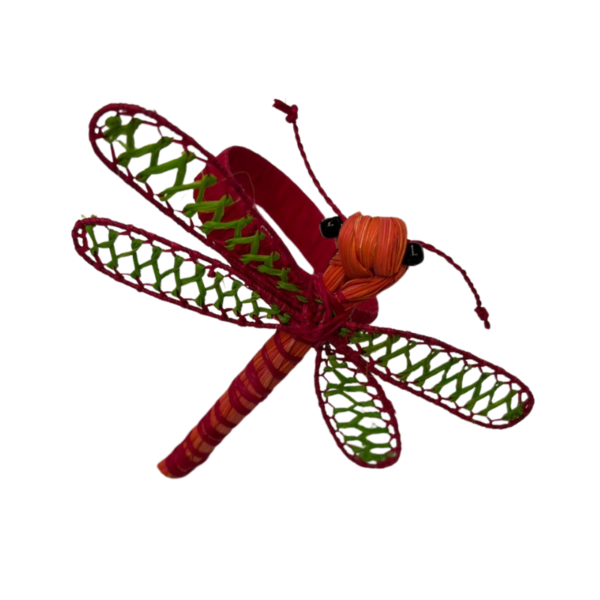 Libelula roja con verde