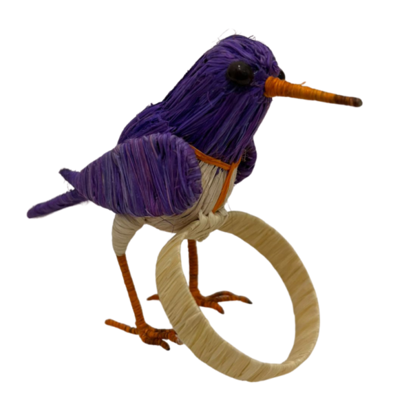 Pajarito morado con pecho crema