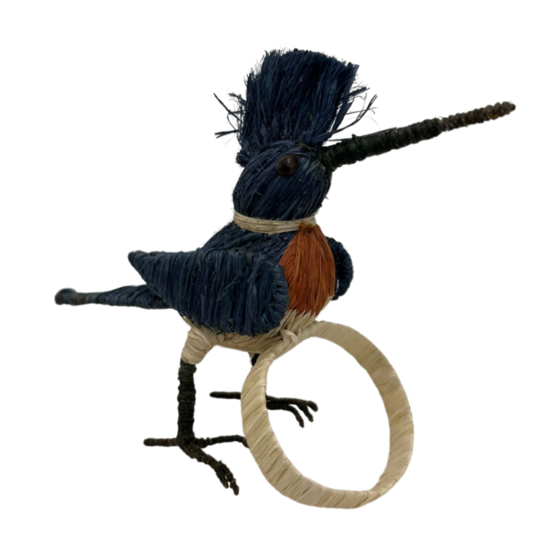 Pajarito azul con pecho beige y cresta azul