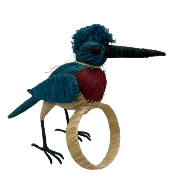 Pajarito turquesa con pecho ocre y cresta azul